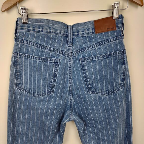 MADEWELL THE PERFECT VINTAGE CROP JEAN WOMEN 26 RETRO STRIPED BLUE WHITE DENIM - Picture 6 of 15